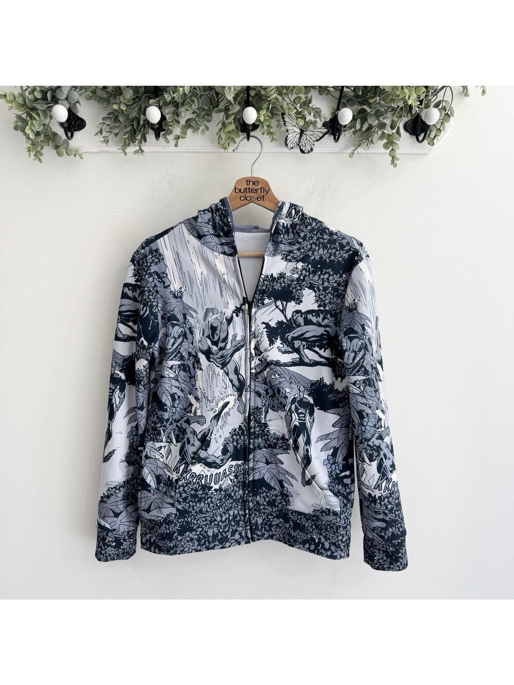 BlackMilk Marvel Black Panther Zip Hoodie Raglan Bomber Jacket Small U5248